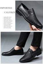 Load image into Gallery viewer, Luxury Brand Genuine Leather Fashion Men Business Dress Loafers Pointed Toe Black Shoes Oxford Breathable Formal Wedding Shoes