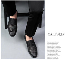 Load image into Gallery viewer, Luxury Brand Genuine Leather Fashion Men Business Dress Loafers Pointed Toe Black Shoes Oxford Breathable Formal Wedding Shoes