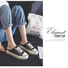 Load image into Gallery viewer, Half slipper canvas shoes women's shoes new autumn / winter 2020 no heel Plush loafer shoes with thick soles Family casual shoes