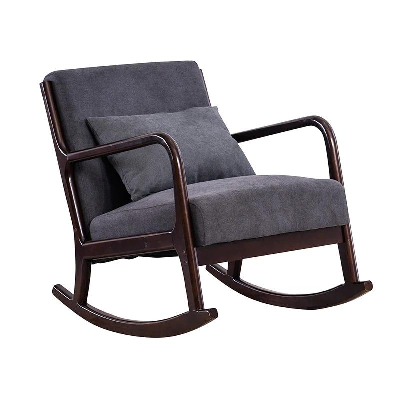 Modern Hardwood Rocking Chair Armchair Living Room Furniture Home Nap Leisure Lounge Executive Rocking Chair Wooden Single Sofa