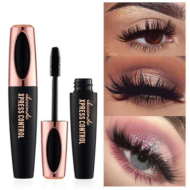 Thick makeup Mascara 4D mascara, dense silk, long curled, waterproof, anti sweat, 24h, non staining, silicone gel head mascara